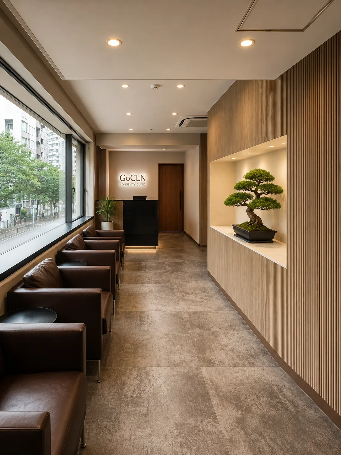 東京・六本木のGoCLNクリニック — 予防医療・ロンジェビティ医療のための静謐で臨床的な空間。